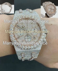 Montre de luxe en acier inoxydable avec diamants Moissanite, sertie de pierres, style Hip Hop, pour hommes, faite à la main - Product Image 3