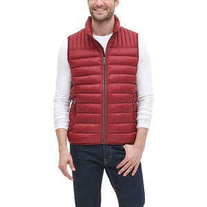 <b>Men's</b> <b>Red</b> Stand Collar Puffer <b>Vest</b> Zipper Closure Windproof Casual Outerwear Winter Solid Design - Product Image 1