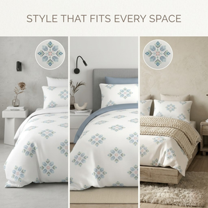 Sábana Super King 120x120* 100% Algodón Puro con Estampado de Motivos Blancos y Acuáticos |   Ropa de Cama de Lujo Suave y Transpirable con 2 Fundas de Almohada. - Product Image 6