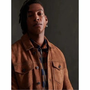 Brown <b>Suede</b> <b>Leather</b> Shirt <b>Jacket</b> - Product Image 2