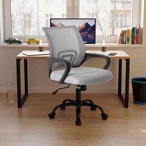 Silla Ergonómica de Oficina y Gaming con Respaldo Medio, Soporte Lumbar, Modo de Balanceo, Altura Ajustable y Reposabrazos Fijos - Product Image 1