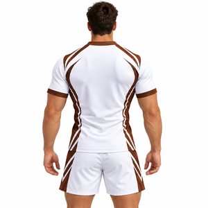Ensembles d'uniformes de rugby personnalisés en gros avec logo, nom et numéro personnalisés, maillots et shorts de rugby sublimés pour le sport professionnel - Product Image 4