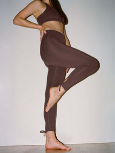 Leggings tricotés taille haute longueur intégrale couleur unie extensibles pour femme style décontracté basique épais chauds d'automne sans couture - Product Image 6