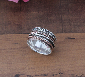 Unique Sterling <b>Silver</b> Twisted Bezel Setting Two-Tone Handmade Braided Band <b>Ring</b> for <b>Men</b> Women Party Jewelry Wholesale - Product Image 3