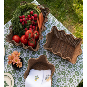 Natural Scalloped Rattan <b>Storage</b> Basket Eco-Friendly Wicker Tray For <b>Tabletop</b> Decor Premium Vietnam Rattan Organizer - Product Image 3