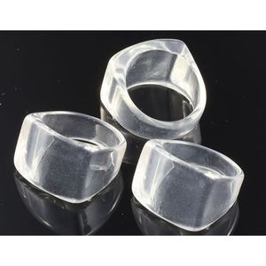 Modern Resin Craft Chunky Band Rings Clear Transparent Lightweight Handmade Fashion Jewelry for Men Women - Product Image 6