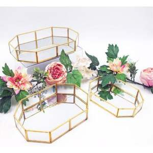 Bandeja Decorativa Redonda de Metal Dorado de Lujo con Espejo, para Perfumes, Joyas, Centro de Mesa, Decoración del Hogar - Product Image 2