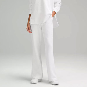 SIRMEK <b>Women's</b> White Flared Pants High Quality Knitted <b>Fleece</b> Loose Fit Casual <b>Trousers</b> - Product Image 1