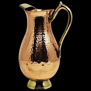 Carafe en cuivre massif neuve, faite à la main, design martelé, style classique, avec couvercle écologique, vente en gros directe, en métal - Product Image 3