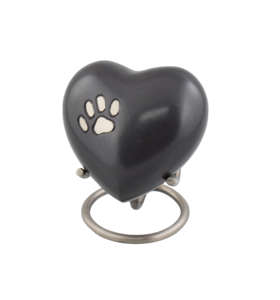 Premium Handcrafted Solid Heart Shaped Keepsake Cremation Urn With Polished Metal Display <b>Stand</b> Featuring Exquisite Designs - Product Image 1