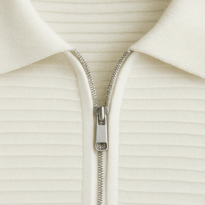 Ensemble polo et short côtelé 2 pièces personnalisé pour homme – Tenue coordonnée décontractée d'été avec col zippé – Style streetwear - Product Image 6