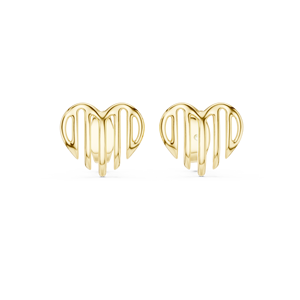 Conjunto de pendientes de corazón modernos en oro amarillo macizo de 18 quilates para compromiso, boda, fiesta, regalo de San Valentín, eventos glamurosos y uso diario para mujeres. - Product Image 4