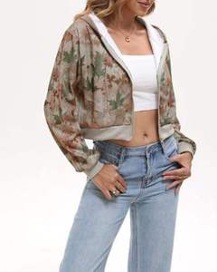 เสื้อฮู้ดดี้ผู้หญิงแบบมีฮู้ดสำหรับฤดูหนาว พิมพ์โลโก้ด้านหน้า ผ้าฟลีซหนานุ่ม ซิปหน้า ป้องกันขนร่วง ระบายอากาศได้ดี ผลิตจากผ้าฝ้าย 100% ทรงบ็อกซี่ ความยาวปกติ - Product Image 3