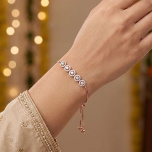 Rose Gold Lab Grown Diamond Circular Link Tennis <b>Bracelet</b> - Product Image 5