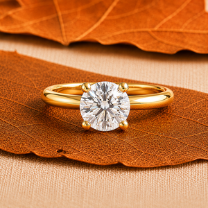 Women's 14K Solid Yellow Gold 1 Carat Brilliant Cut Lab Grown Diamond Engagement <b>Wedding</b> <b>Ring</b> IGI Certified Luxury Fine Jewelry - Product Image 1