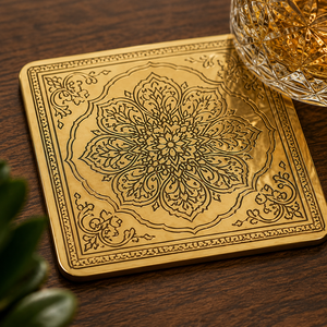 Brass <b>Coaster</b> Set Export Quality Handmade Metal <b>Drink</b> <b>Coasters</b> for Dining Table Kitchen Cafe Restaurant Luxury Home Hotel Decor - Product Image 4