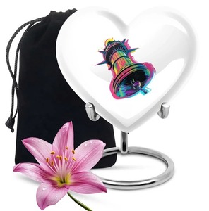 Urnas de recuerdo de corazón de aluminio con reflejos de cisne surrealista con soporte para cenizas humanas - Product Image 4