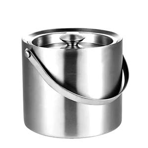 Hot Sale Ice Bucket Insulated Double Walled <b>Drink</b> Cooler Stainless Steel Party <b>Drink</b> Chiller Hammered Silver Finished - Product Image 4