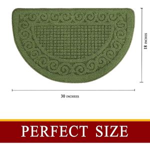 Green 18\" X 30\" Non-Skid Kitchen Mats Absorbent Standing Rug & Half Circle Car Washable Kitchen Rugs-2 Piece Set - Product Image 4