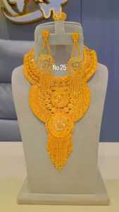 AWAIS HOUSE New Fashion Hiphop Style Gold Plated Brass Women's Jewelry <b>Set</b> Necklace & <b>Bracelet</b> Infinity Engagement Wedding Party - Product Image 5