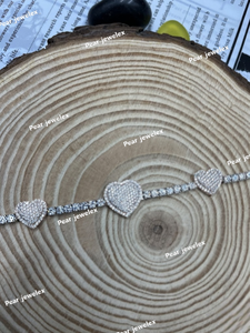 Bracelet tennis en moissanite en forme de cœur, plaqué rhodium, argent 925, sertissage artisanal, luxe, unisexe, à porter au quotidien - Product Image 4