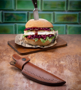 Étui en cuir pour couteau de chasse, de loisirs et de cuisine, housse de protection en cuir fait main pour couteau avec boucle - Product Image 1