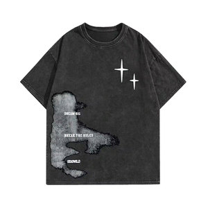 Camiseta Negra Extra Grande para Hombre, Manga Corta, Cuello Redondo, Estilo Urbano, Estampada con Patrón, Transpirable, 100% Algodón Jersey - Product Image 1