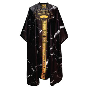 Capa de Peluquería BARBER PRO, Seda y Poliéster, Estampado de Mármol Blanco y Negro, Cintura Ajustable, Resistente al Agua, Antiadherente, 140x160cm - Product Image 2