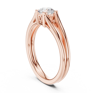 Anillo de Compromiso Solitario con Diamante Moissanita de Corte Redondo - Acabado en Oro Rosa, Color D, VVS1, Anillo de Promesa con Tallo Dividido - Product Image 3