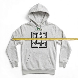 Sudadera con Capucha Unisex NEXTEX con Estampado de Laberinto Geométrico Negro, Bolsillo Canguro y Cordón Ajustable - Product Image 6