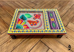 Juego de Platos Rectangulares de Madera de Acacia Premium con Diseño Tradicional de Cuerda Charpai para Uso en la Cocina del Hogar en Ramadán y Diwali - Product Image 2