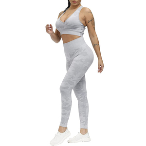 Conjunto de Yoga Premium para Mujer, Tela de Nailon y Elastano OEM, Sin Costuras, Cintura Alta, Ropa Deportiva para Gimnasio, Proveedor y Fabricante - Product Image 3