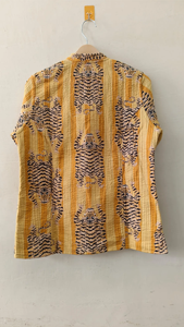 Abrigo Étnico Indio Vibrante con Estampado a Mano, Diseño de Leopardo, 100% Algodón, Hecho a Mano, Reversible, Ligero, Transpirable, Acolchado, para Invierno - Product Image 3