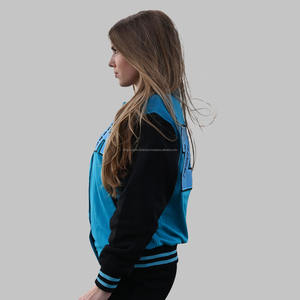 Chaqueta universitaria de lana de algodón personalizada para hombre de talla grande con cuello levantado y logotipo de estilo callejero y diseño de letras bordadas con Flash - Product Image 5