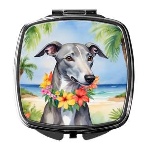¡Espejo de maquillaje de mano plegable compacto Greyhound Luau para mujeres y niñas, espejo de viaje decorativo de bolsillo, gran idea de regalo! - Product Image 1