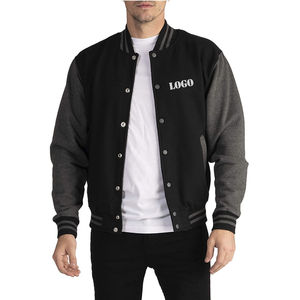 Veste de baseball universitaire pour homme en cuir avec logo personnalisé, broderie noire, rembourrage en coton, réversible, imperméable - Product Image 5