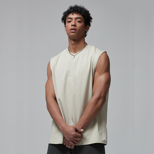 Custom Brand 100% Cotton Sleeveless <b>Crop</b> Tank <b>Top</b> for Plus Size <b>Men</b>-Anti-Pilling Quick Dry Breathable Casual Wear - Product Image 1