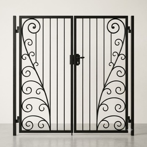 Portail double battant en fer forgé sur mesure, robuste, design européen, anti-rouille, thermolaqué, pour jardin résidentiel - Product Image 1