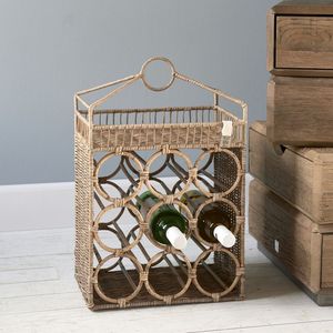 Natural Decorative Rattan Wine <b>Rack</b> Designed For Elegant Home Bar Styling And Wine Bottle Organization - Product Image 6