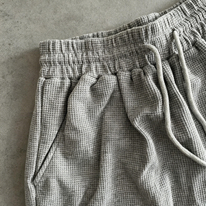 2026 Custom <b>High</b> Quality Men's Streetwear Summer Casual Solid Color Oversized Baggy Drawstring Waffle Knit Shorts - Product Image 2