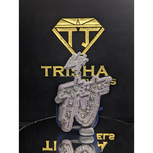 จี้เพชรโมอิสซาไนต์รูปตัวอักษร "TJ" สุดหรู พร้อมกรอบเงินแท้ 925 เครื่องประดับฮิปฮอปสุดหรู - Product Image 1