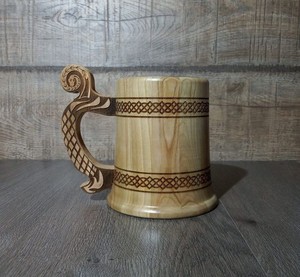 Chope en bois finition brillante style Viking, écologique, tasse à bière rustique, tasse à café ou thé, tasse à boire artisanale personnalisée, cadeau - Product Image 6