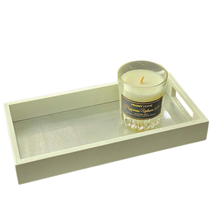 Plateau décoratif chic en bois laqué festonné, accessoires de décoration d'intérieur de luxe, plateau de service avec poignées découpées - Product Image 6