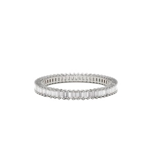 Baguette de oro macizo moderno, banda de boda de diamante cultivado en laboratorio, eternidad completa, banda de compromiso de diamante apilable única - Product Image 1