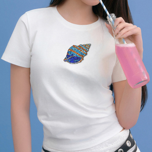Ocean Shell Sequin Embroidery Plastic PVC Iron-On Patch for Hats and Canvas Fabric - Product Image 3