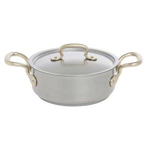 Casserole en acier inoxydable avec couvercle, design minimaliste rond et durable, compatible avec toutes les plaques de cuisson, passe au lave-vaisselle - Product Image 1