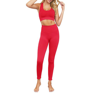 Conjunto de Yoga para Mujer de la Mejor Calidad en Oferta, para Uso en Exteriores, Suave, Sólido, con Cintura Elástica Delantera, Conjunto de 2 Piezas, Venta al por Mayor - Product Image 1