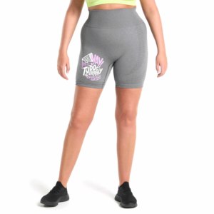Shorts Deportivos de Punto Gris de Cintura Alta, Cintura Elástica, Transpirables, Ropa Deportiva para Mujer, Estilo Urbano, 100% Algodón - Product Image 1
