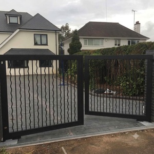 Portail de jardin double en acier forgé sur mesure, galvanisé et thermolaqué, portails d'entrée battants pour hôtel, marque KHP, design minimaliste - Product Image 2
