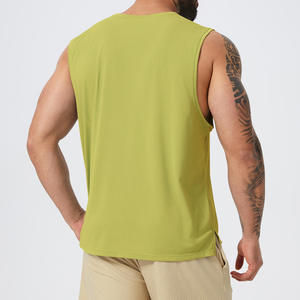 เสื้อกล้ามถักสีพื้นสำหรับผู้ชาย คอกลม ระบายอากาศได้ดี ทรงสปอร์ต สีเขียวหลากสี เสื้อยืดคอกลมลำลองสำหรับผู้ชาย - Product Image 3